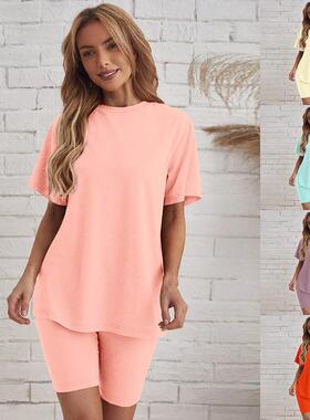 Large T-shirt, tight shorts, pajamas, women