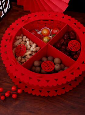 瓜果喜盘结婚用果盘红色一次性喜水果盘干果盘糖果盘客厅专用176T
