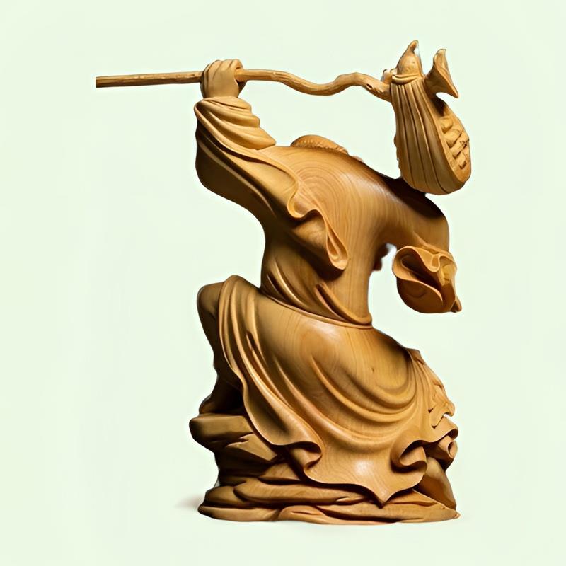 崖柏达摩摆件工艺品居家办公室禅意卷发悟道师祖收藏文玩手把件图片