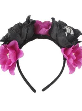 Halloween Horror Skull Lace Headband Artificial Flower wreat