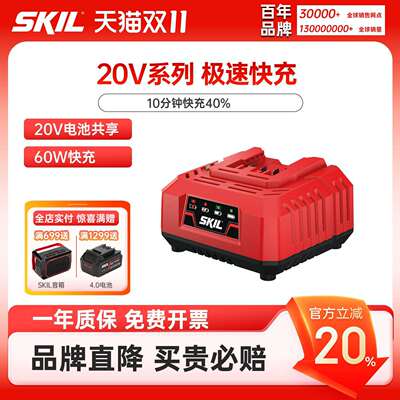 skil正品20V电锤电镐电锯电池电动工具通用闪充充电器共享0060