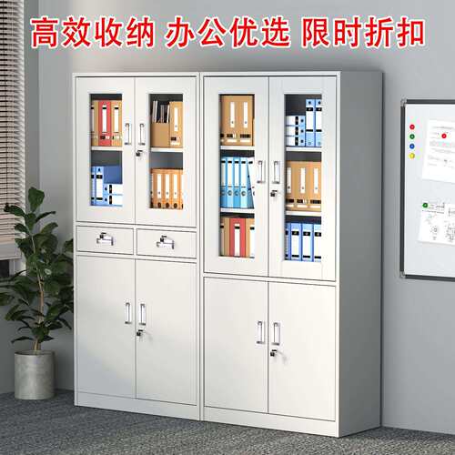 中二屉斗器办公室铁皮文件柜柜抽带锁柜资料档案柜子凭证储物书柜
