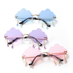UV400 ndy Tassel Sunglasses Fashion Retro Rimless Sun Glasse