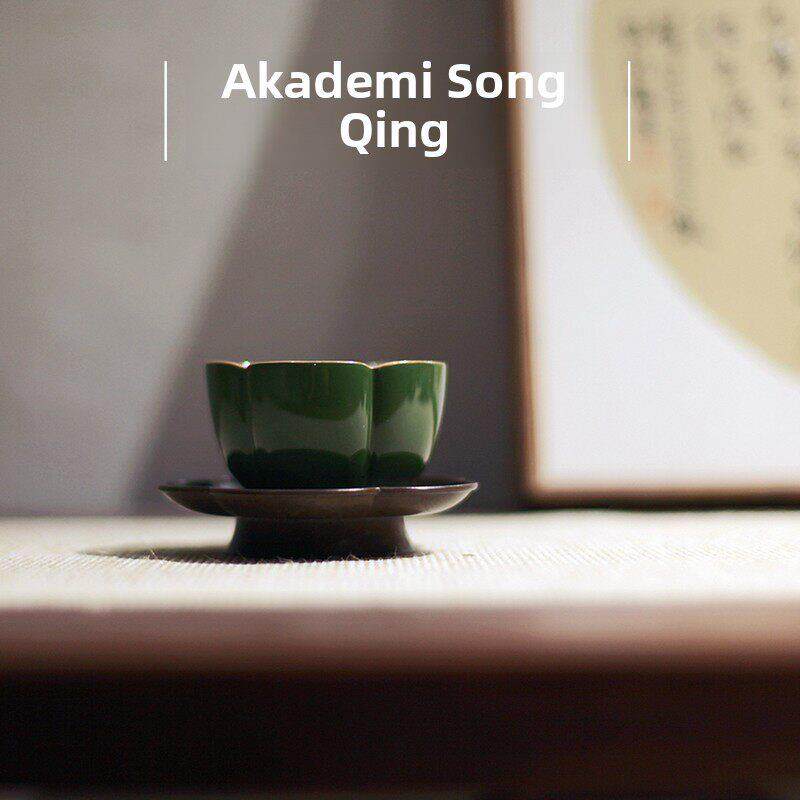 |霁斋|《独饮一壶茶》鹦鹉绿梅花主人杯 茶具 书房 茶壶 吾杯茶杯