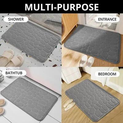 1pc Memory Foam Embossed Velvet Carpet Bathroom Living Room