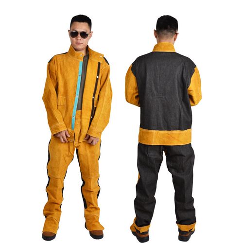 工厂真皮透气电焊工作服氩弧焊长袖防护服抗电弧飞溅皮衣裤子