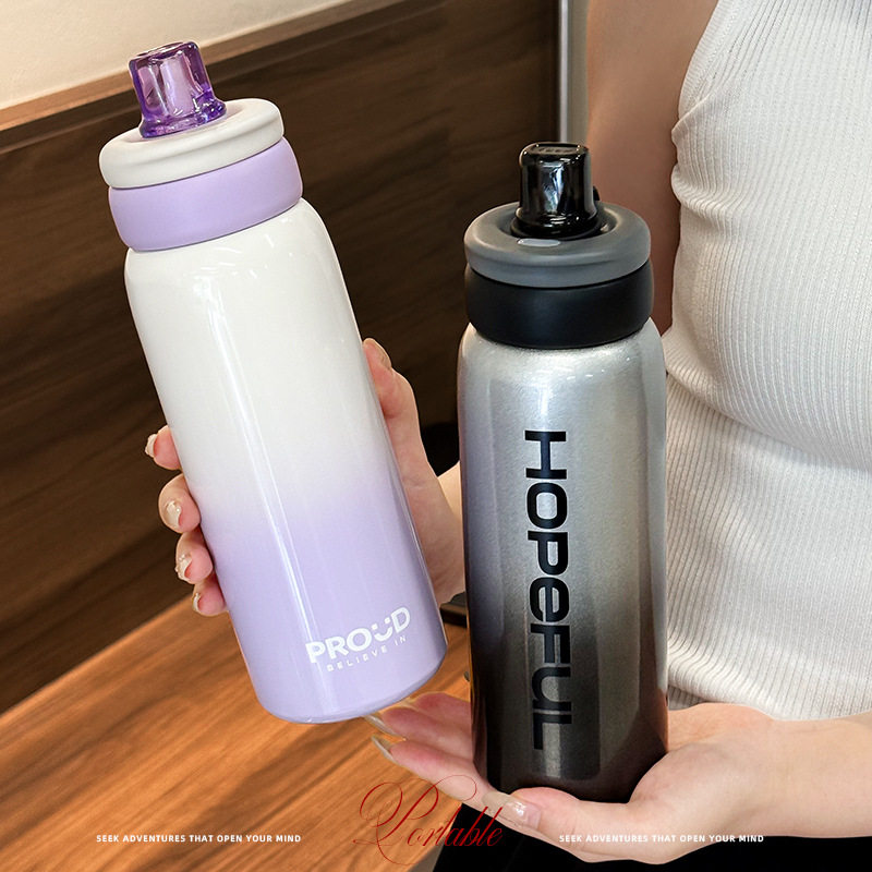 吸管式饮水杯摔大容量保温杯户外水杯高颜值304不锈钢男女防水