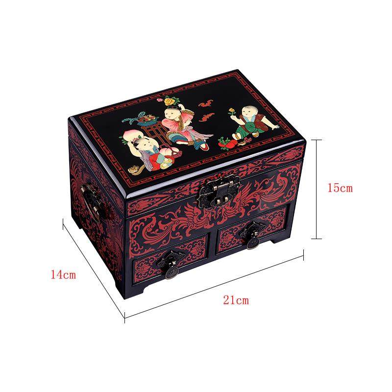 正品晋元中古典首饰盒大容量手绘饰百子图品式收纳恒盒复古漆器妆,特色手工艺,漆器,淘宝优惠券,粉丝福利购,淘宝优惠卷