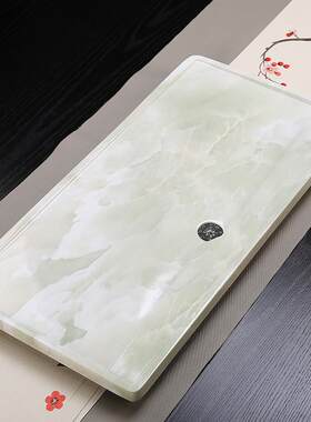 整块石头茶盘功夫茶具欧式客厅家用茶台简约现代石材茶海茶托直排
