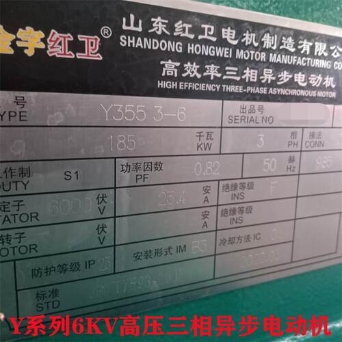 山东厂家直供Y3553-6/185W-6V高压三相异步电动机质量保障
