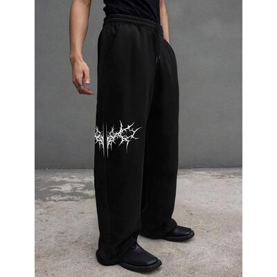 Men's Casual Sports Pants, Thorn Pattern Print Sweatpants