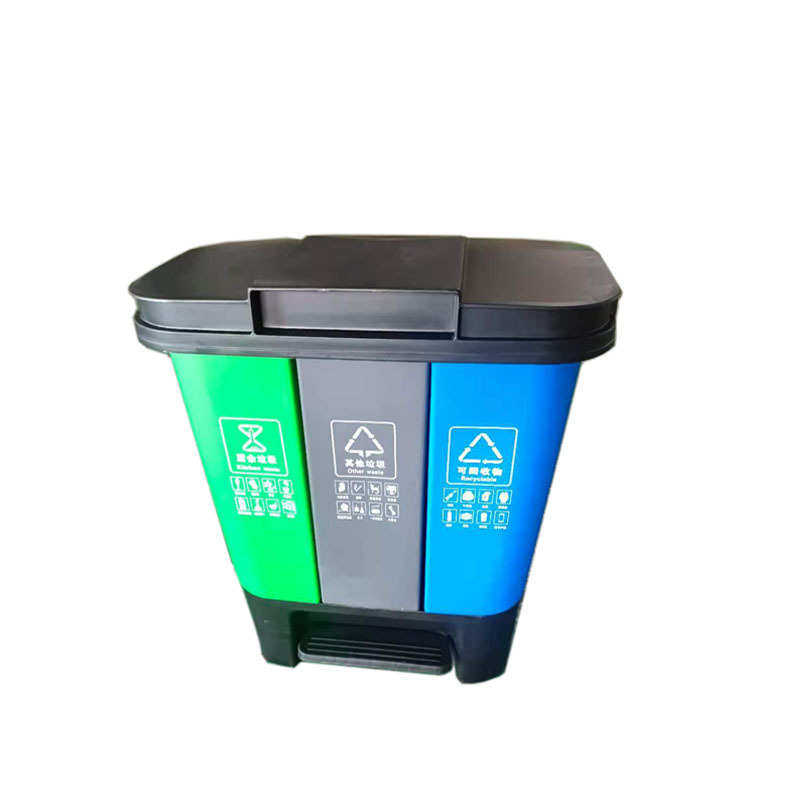 三分类脚踏垃圾桶30L40L 60L分类垃圾桶三合一家用商用脚踏垃圾桶