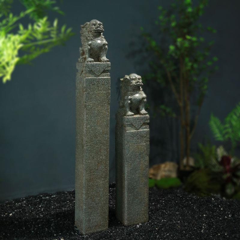 中式庭院仿古拴马桩狮子花园造景布置栓马柱落地摆件室内玄关茶室