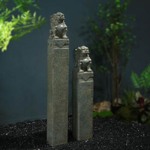 中式庭院仿古拴马桩狮子花园造景布置栓马柱落地摆件室内玄关茶室