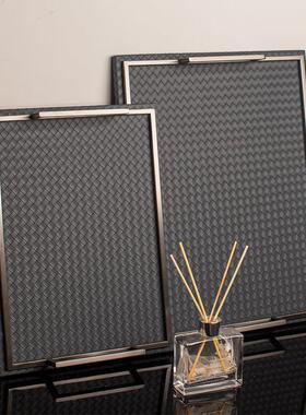 高档轻奢编制皮现革长方形托盘客代简约北茶OGE欧几样板间厅收纳