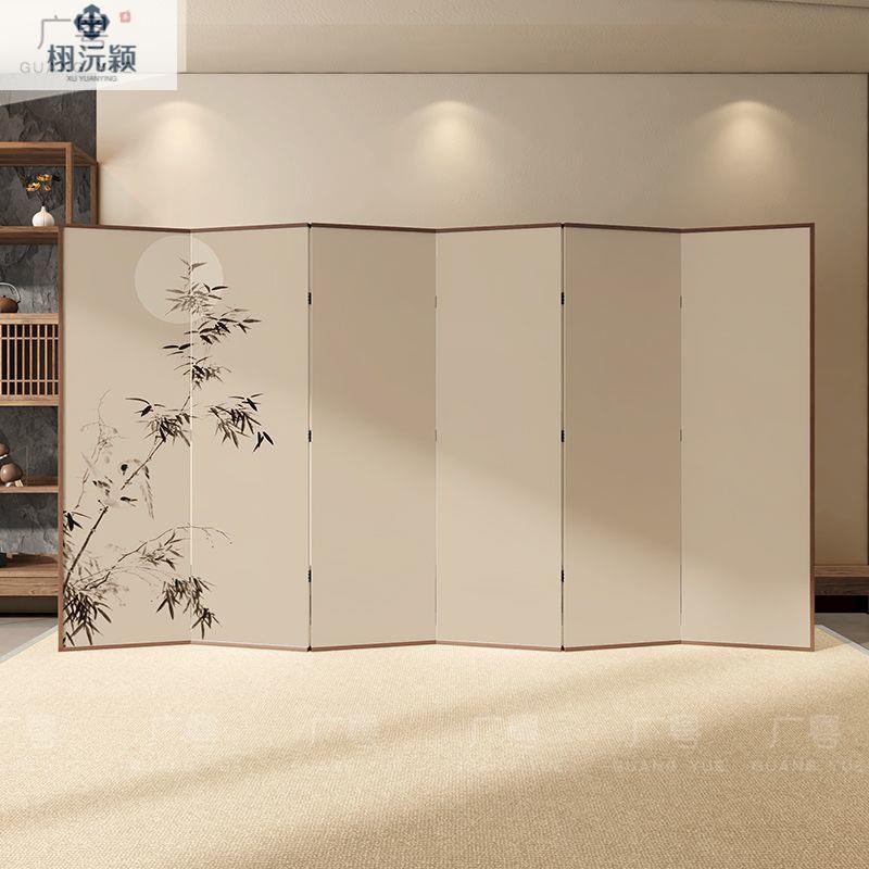 茶室折叠移动遮挡装饰折屏布艺屏风隔断客厅入户玄关新中古办公室