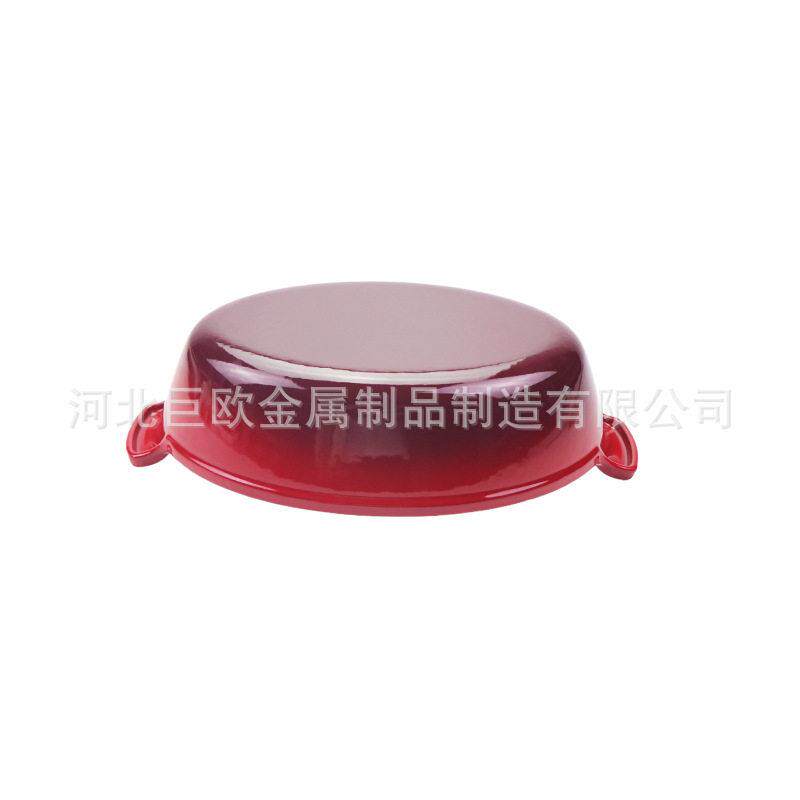 铸铁珐琅锅红色珐琅鱼盘平底锅煎锅椭圆形烧烤盘双耳煎肉盘煎蛋锅