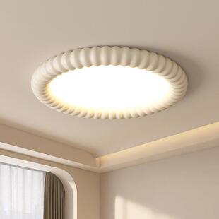 卧室吸顶灯奶油风房间主卧灯2025年新款 现代简约极简圆形书房灯具