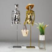 高档电镀金银模特道具女服装 店橱窗展示架全身半身带头模型假人台