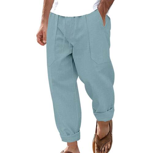 Men's Solid Color Pants Regular Fit Casual Comfy Breathable