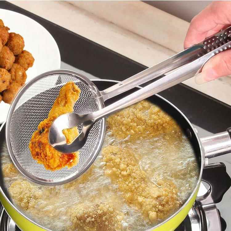 不锈钢厨房过滤网漏勺油炸食品捞油勺沥油食物夹炸鸡腿过滤网