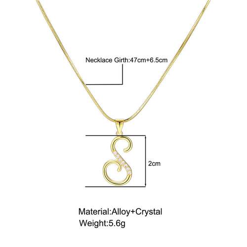 26 English letter necklace 26英文字母项炼铜镶锆石蛇炼锁骨炼