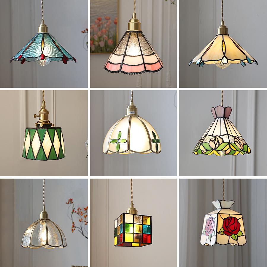 日式复古黄铜玻璃中古蒂凡尼民宿床头咖啡厅酒吧餐厅吧台茶室吊灯