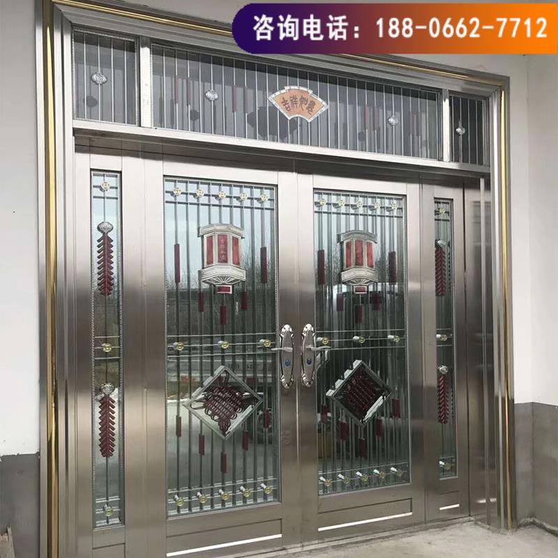 304不锈钢门别墅大门双开门农村自建房进户门庭院入户防盗门家用