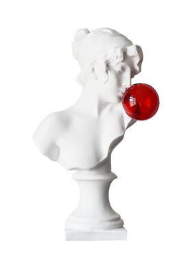 红色吹泡泡女孩雕像头像北欧女神法式玄关摆件软装饰艺术抽象雕塑