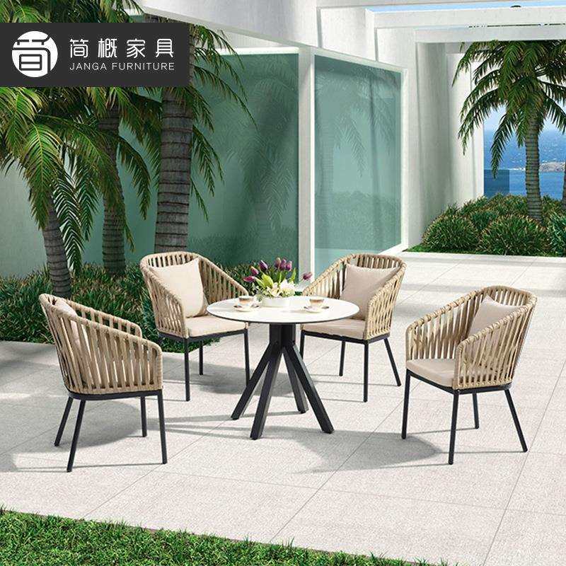 户外别墅庭院藤椅休闲阳台茶几桌椅组合酒店民宿防水防晒桌椅套装