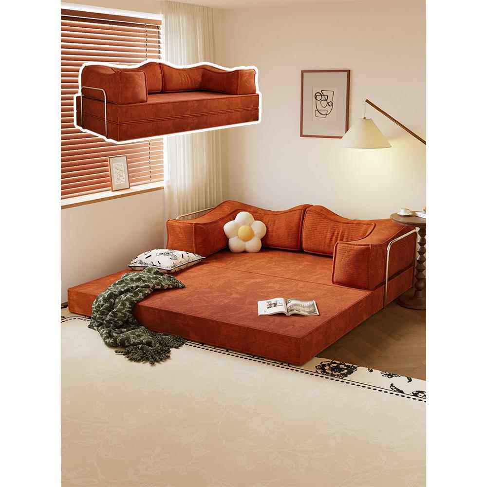 模块布艺压缩沙发床折叠2025新款小户型出租房客厅双人懒人榻榻米