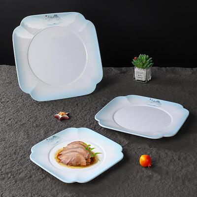 西餐牛排盘简约正方形密胺塑料盘子创意商用菜盘平盘酒店餐厅餐具