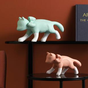 现代简约猫桌面抽象摆件客厅电视柜家居书柜装 饰品创意工艺品摆设