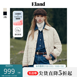 三防面料eland衣恋夹棉棉服，女短款华夫饼，棉衣外套防水冬