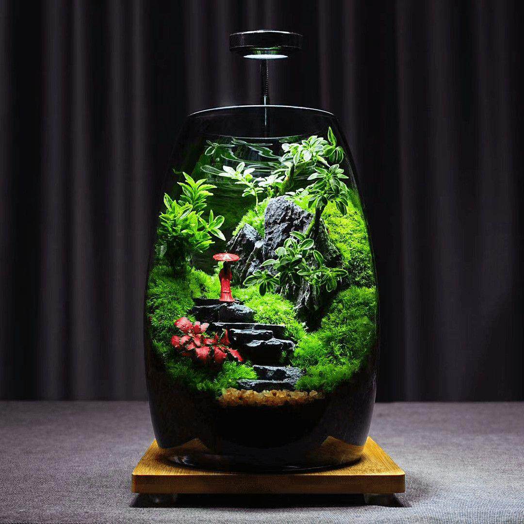 【烟雨江南】桌面苔藓微景观生态瓶盆栽创意摆件办公室植物好养活