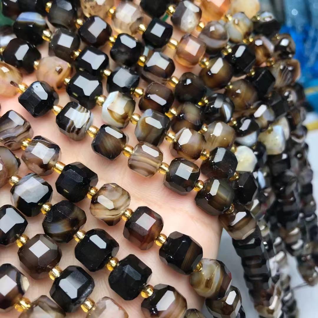 2026名都水晶 天然咖啡色波斯湾玛瑙方糖散珠 diy饰品配件