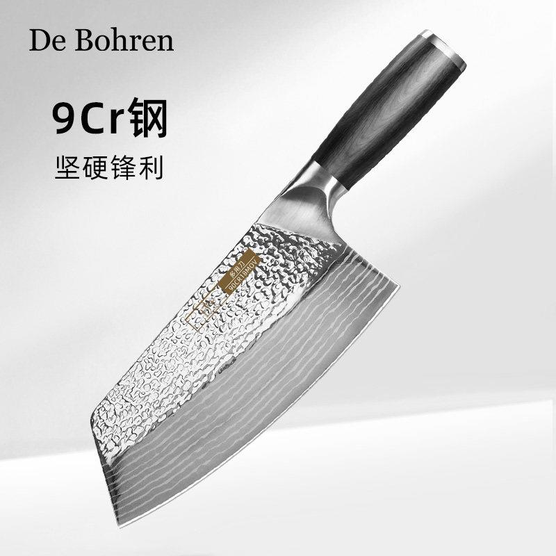 9CR18不锈钢菜刀家用厨房刀具切菜刀大马士革锤纹小菜刀免磨锋利