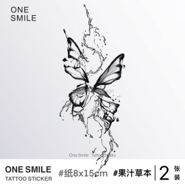 ONESMILE｜残缺的蝴蝶 /2张草本果汁防水持久半永久性感女纹身贴