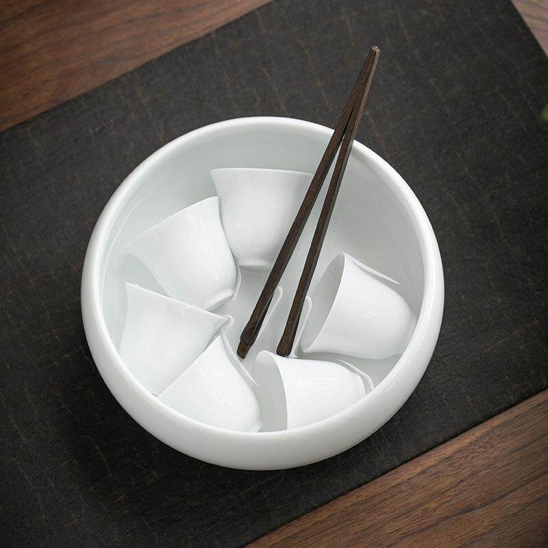 德化白色陶瓷茶洗笔洗茶具配件水洗废水盂大号杯洗茶碗盂茶海茶