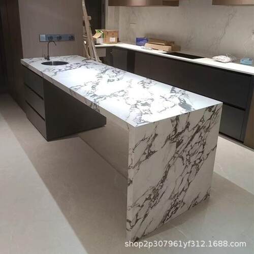 意式极简岩板岛台餐桌一体可伸缩家用小户型厨房中岛台吧台桌