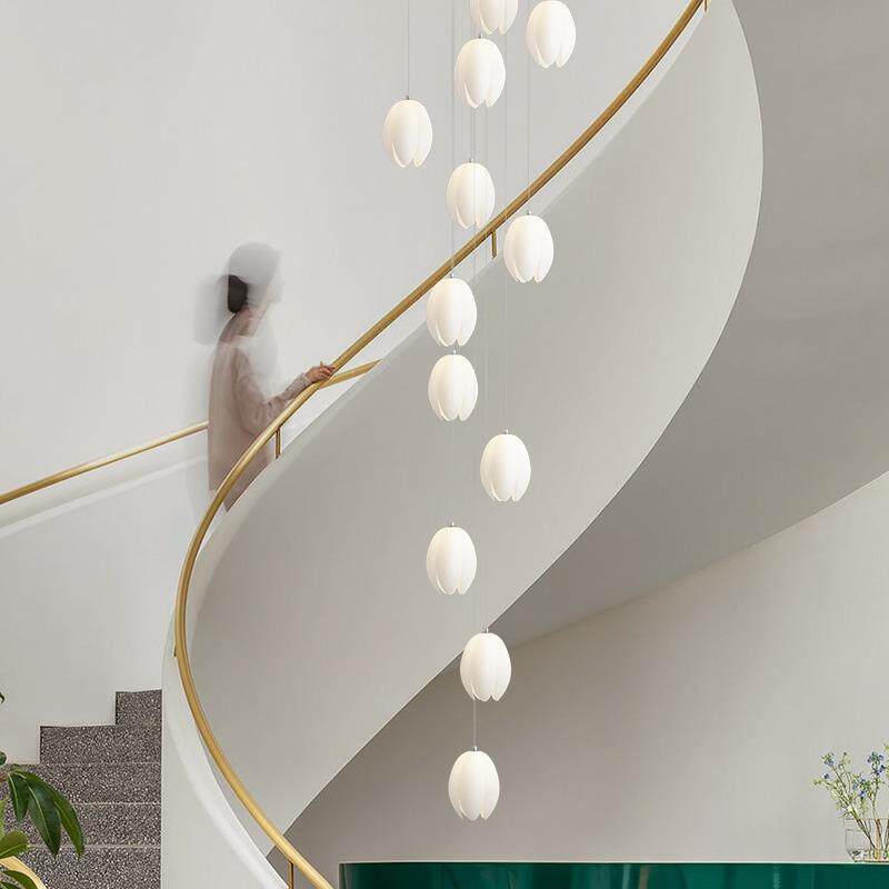 北欧别墅楼梯间长吊灯现代简约挑空客厅吊灯公寓loft复式楼大吊灯