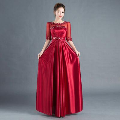 新款鲁克熊20演25新女款大长合唱出服长版主持人礼服合唱团演出服