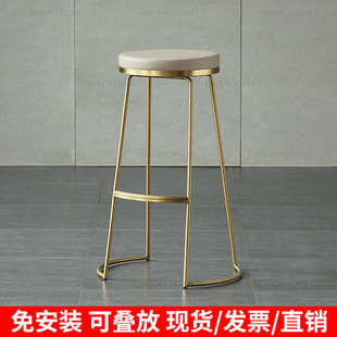 北欧铁艺吧凳吧椅创意家用凳子吧台凳高脚凳金色椅55水酒吧餐桌椅