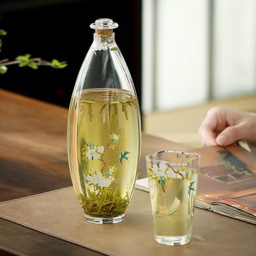 春归高硼硅玻璃冷泡瓶春季绿茶泡茶器家用多功能水培容器花瓶花插