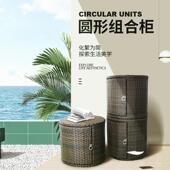 定制门口室外藤编阳台鞋 柜防晒花园庭院置物柜定做户外阳台收纳柜