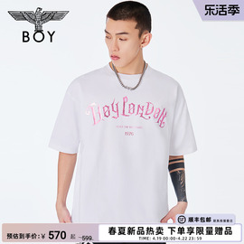 BOYLONDON春夏24男女同款T恤烫金印花鹰标时尚短袖N01067