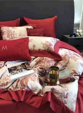 轻全棉婚庆102支长绒棉四件MLC--120套四款纯棉结婚红色喜被奢床