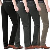 110柔软中青年直中高腰力免烫男 高端羊弹毛休裤 闲男秋冬筒厚款