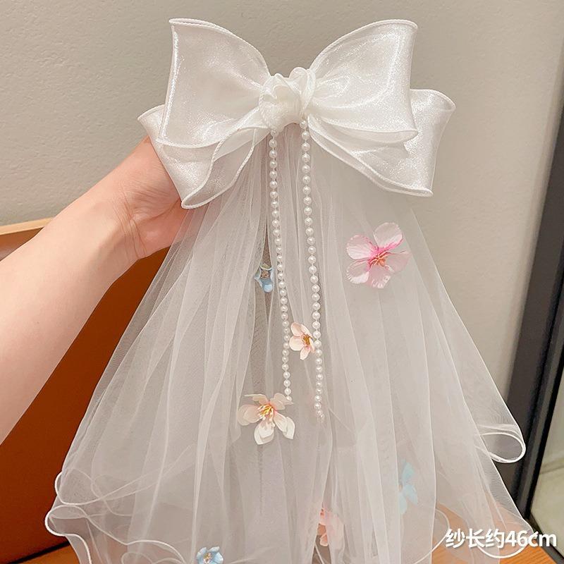 蝴蝶结冰雪奇缘艾莎公主头纱发饰图片