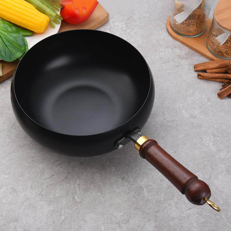 新款古法大肚锅铁锅家用平底锅无涂层不粘锅奶锅炒菜小铁锅